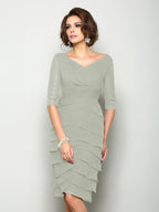 Violet Mae Grey front view mother of the bride dress