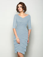Violet Mae Dusty Blue front view mother of the bride dress
