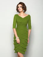 Violet Mae Olive Green front view mother of the bride dress