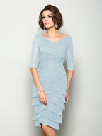 Violet Mae Sky Blue front view mother of the bride dress