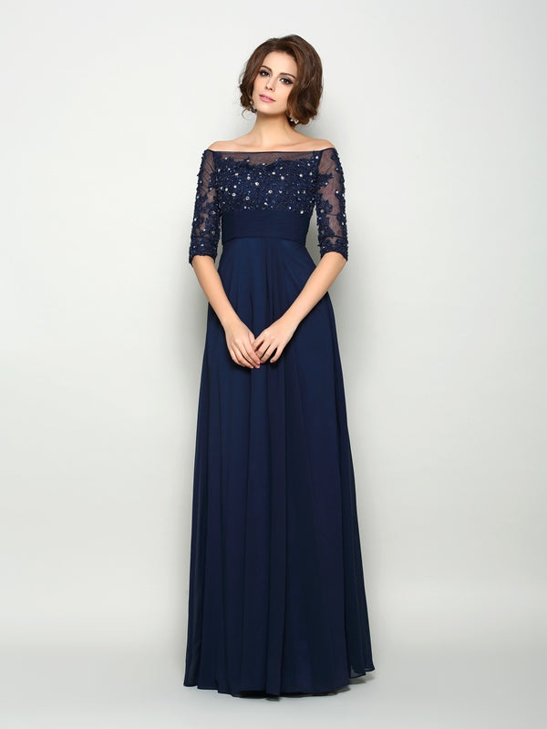 Renee June Navy Blue front view mother of the bride dress