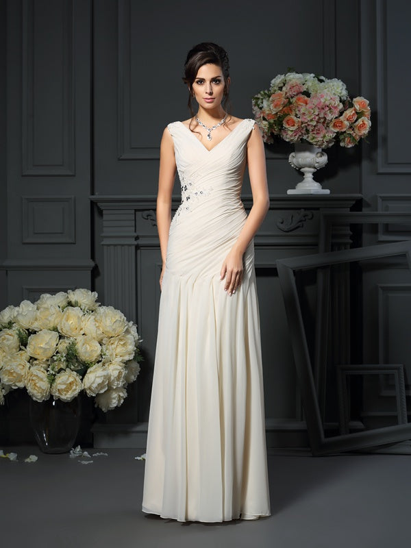 Quinn Marie Champagne front view mother of the bride dress
