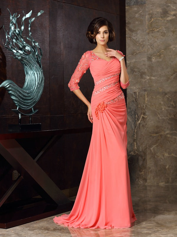 Nora Elise Coral front view mother of the bride dress