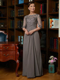 Laura Claire Steel Grey front view mother of the bride dress