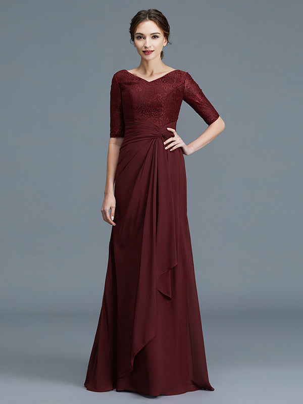 Paige Mae Burgundy front view mother of the bride dress