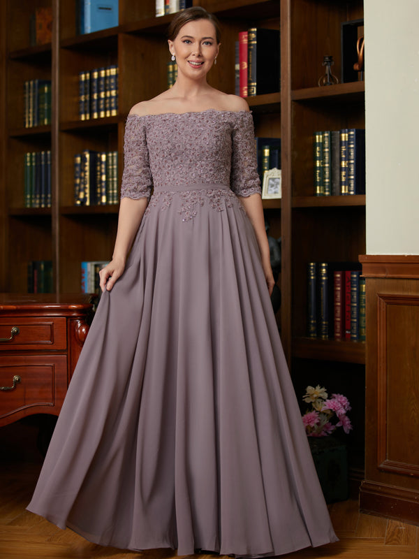 Valentina Pearl Wisteria front view mother of the bride dress