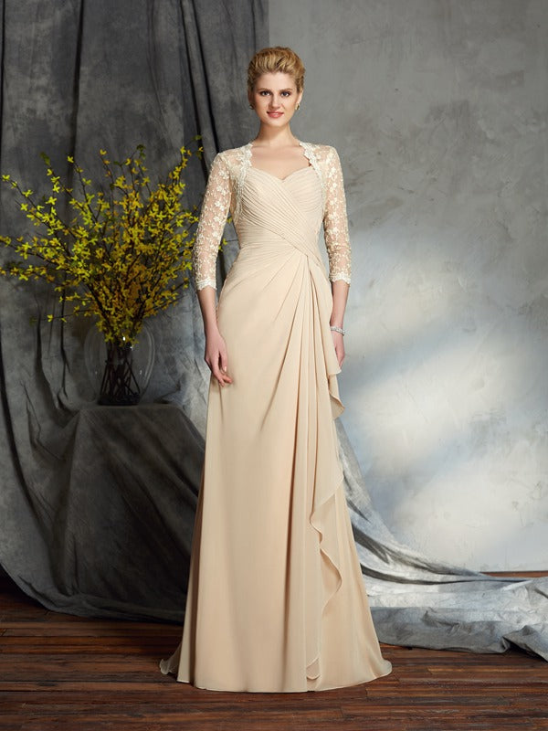 Lucille Mae Champagne front view mother of the bride dress