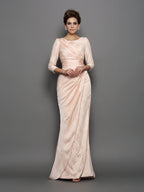 Camille Elise Silver front view mother of the bride dress