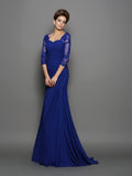 Zoe Pearl Royal Blue front view mother of the bride dress