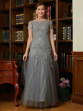 Phoebe Claire Steel Grey front view mother of the bride dress
