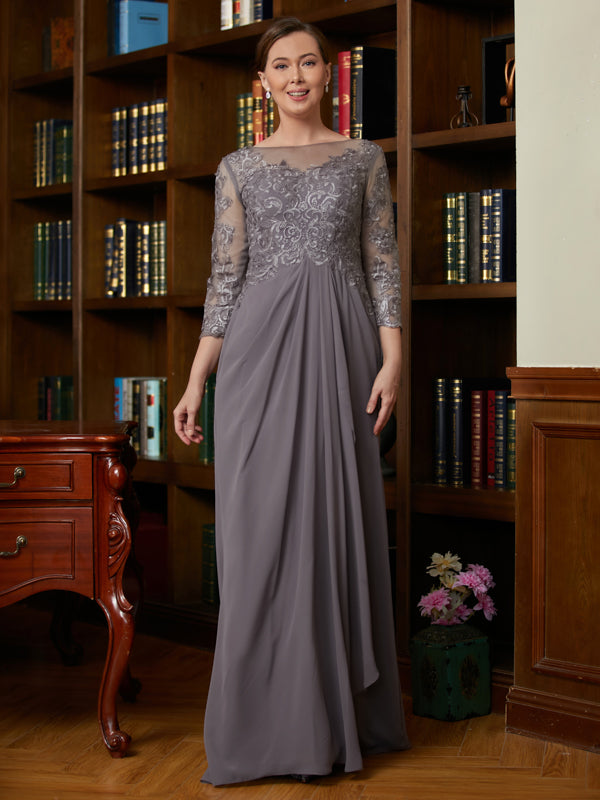 Yvonne Rose Steel Grey front view mother of the bride dress