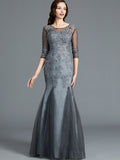 Caroline June Steel Grey front view mother of the bride dress