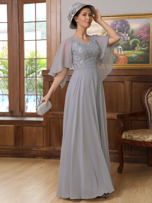 Ariana Rose Silver front view mother of the bride dress