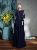 Margaret Claire Navy Blue front view mother of the bride dress
