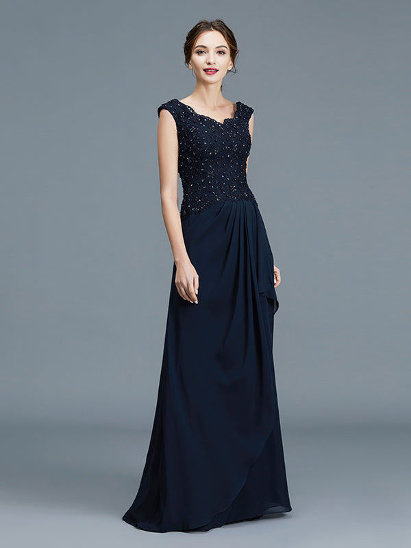 Ariana Rose Navy Blue front view mother of the bride dress