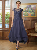 Ursula Marie Steel Blue front view mother of the bride dress