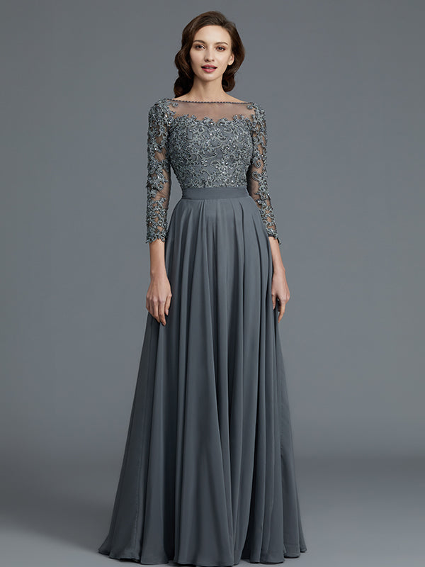 Madeleine Claire Steel Grey front view mother of the bride dress