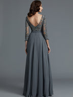 Madeleine Claire Steel Grey back view mother of the bride dress