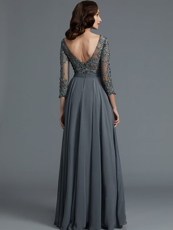 Madeleine Claire Steel Grey back view mother of the bride dress