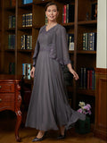 Bianca Rose Steel Grey front view mother of the bride dress
