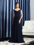 Delilah Grace Navy Blue front view mother of the bride dress