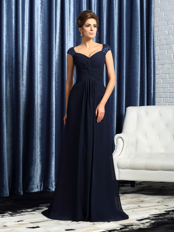 Delilah Grace Navy Blue front view mother of the bride dress