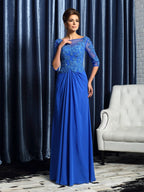 Valerie June Steel Blue front view mother of the bride dress