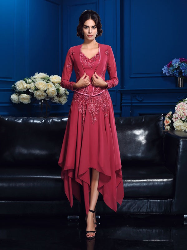 Abigail June Red front view mother of the bride dress