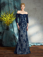Beatrice Claire Navy Blue front view mother of the bride dress