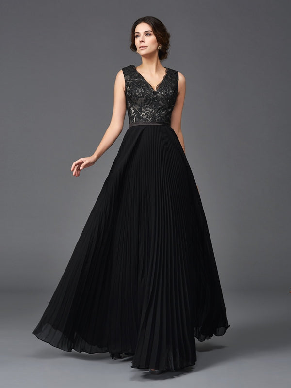 Mia Pearl Black front view mother of the bride dress