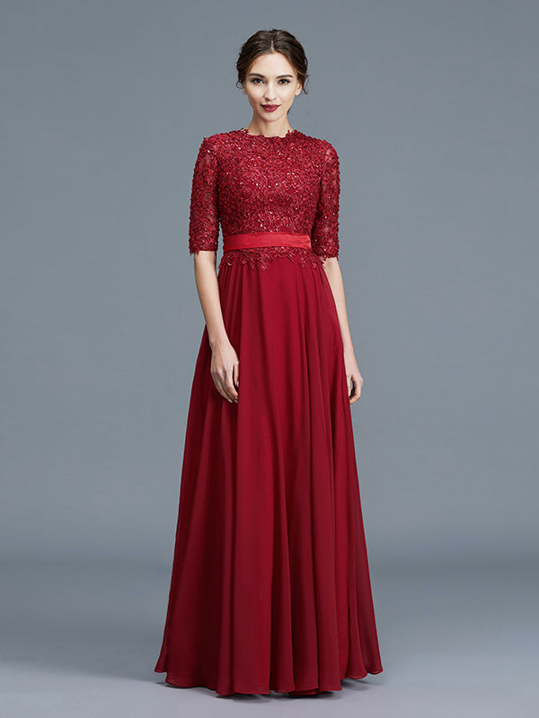 Penelope June Burgundy front view mother of the bride dress