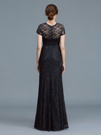 Winifred Claire Black back view mother of the bride dress