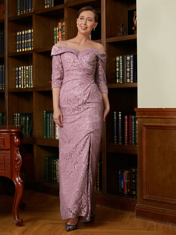 Naomi Mae Pearl Pink front view mother of the bride dress