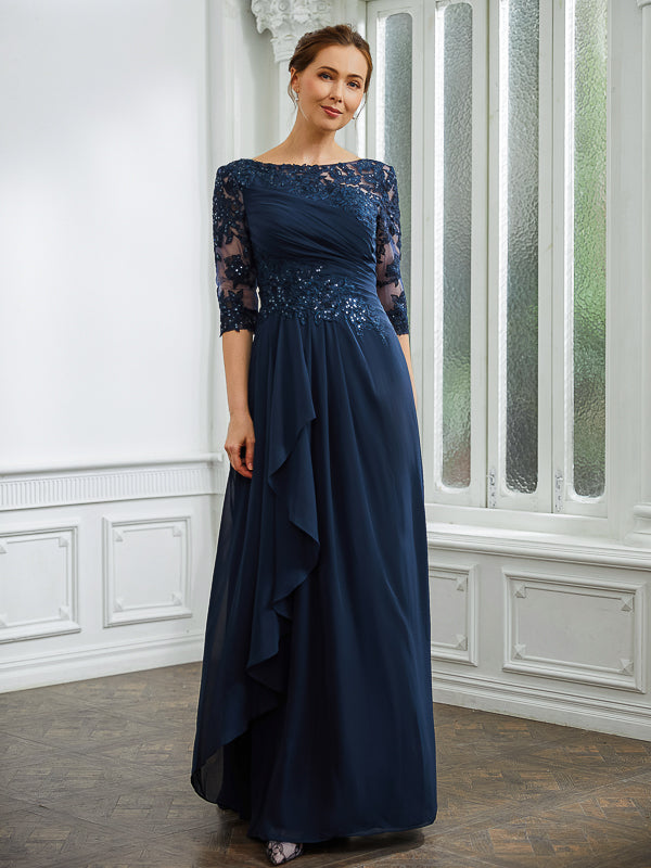 Opal Claire Navy Blue front view mother of the bride dress