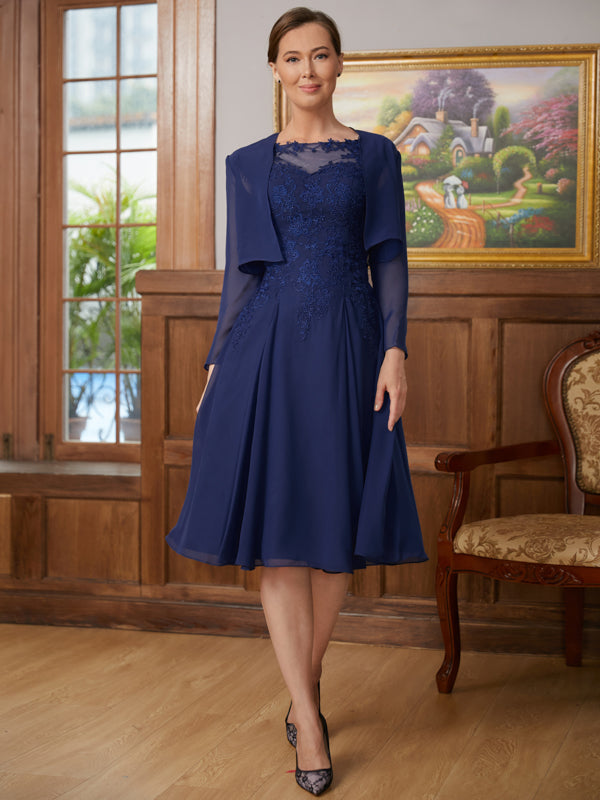 Bianca Elise Navy Blue front view mother of the bride dress
