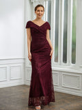 Mabel Elise Cabernet front view mother of the bride dress