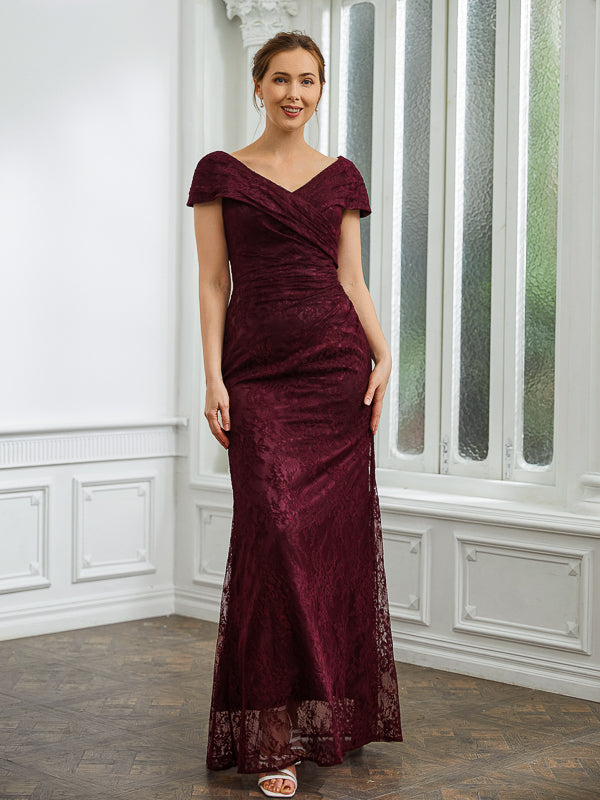 Mabel Elise Cabernet front view mother of the bride dress