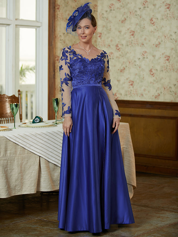 Winona June Royal Blue front view mother of the bride dress
