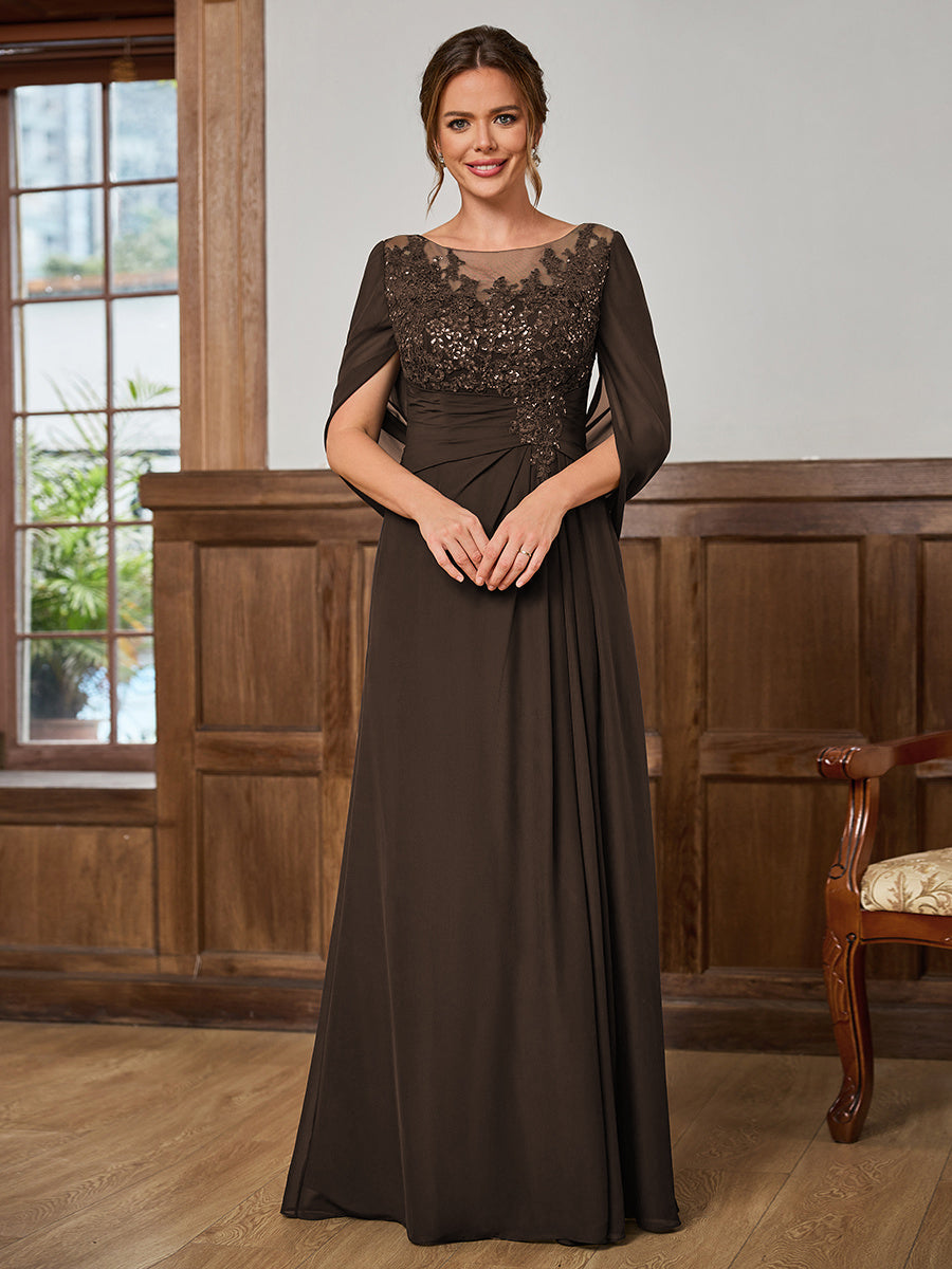 Juliet Amara Brown front view mother of the bride dress