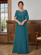 Juliet Amara Navy Blue back view mother of the bride dress