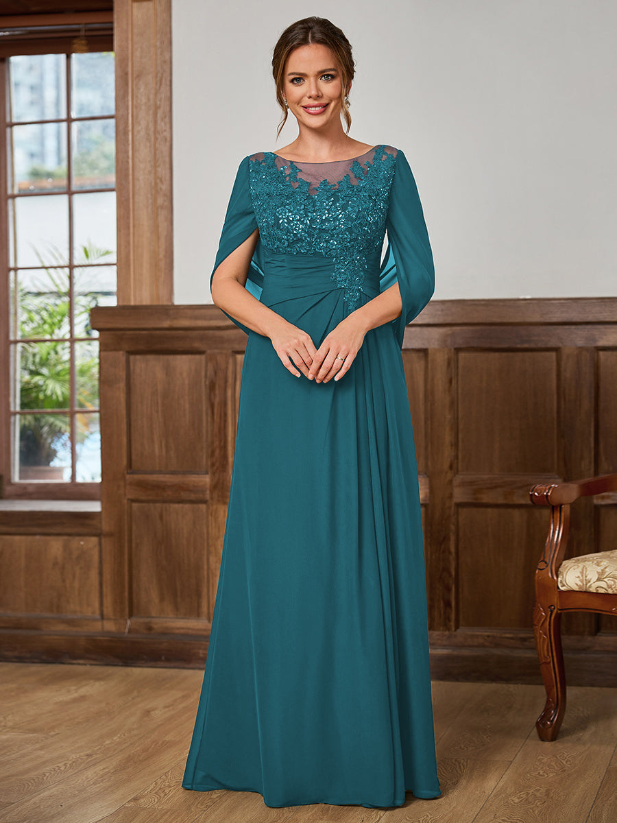 Juliet Amara Navy Blue back view mother of the bride dress