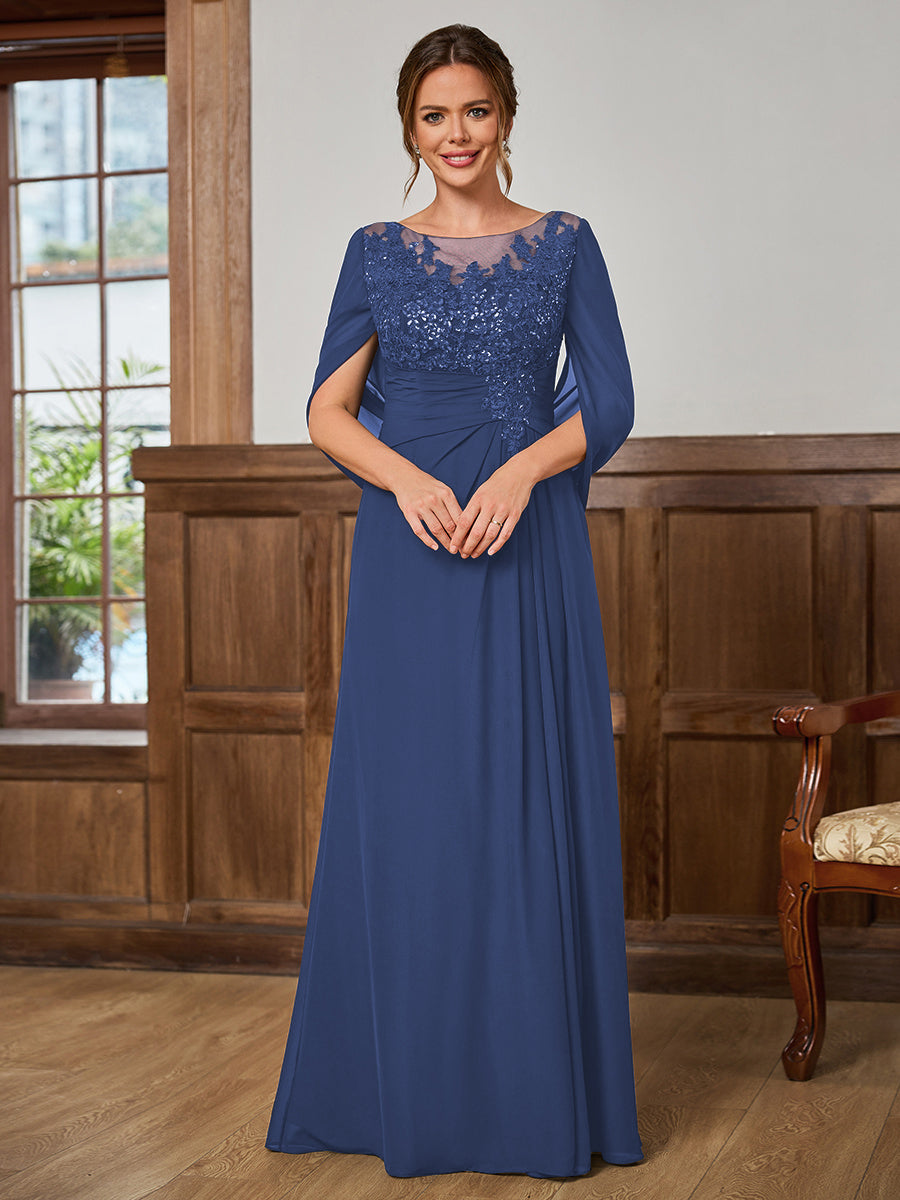Juliet Amara Navy Blue side view mother of the bride dress