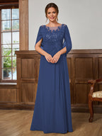 Juliet Amara Navy Blue side view mother of the bride dress