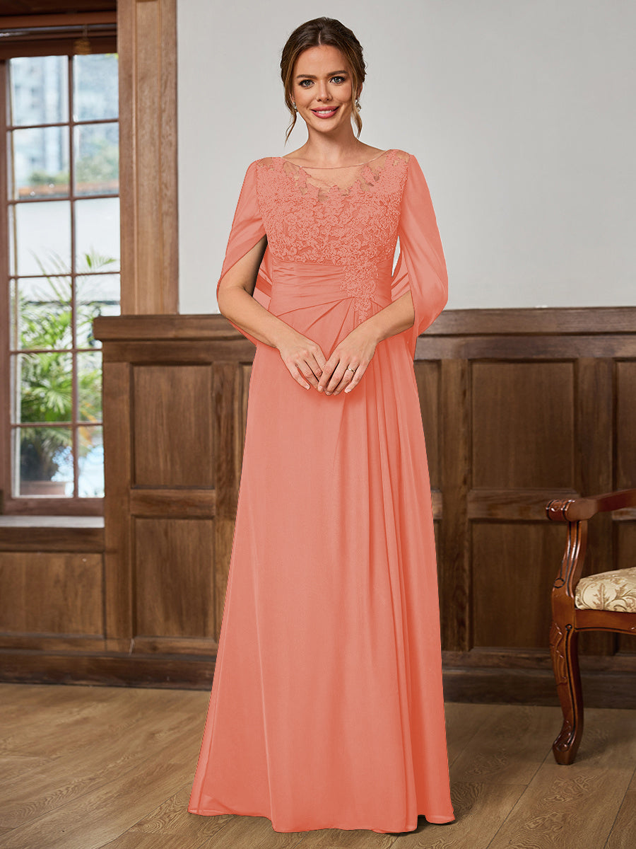 Juliet Amara Peach front view mother of the bride dress