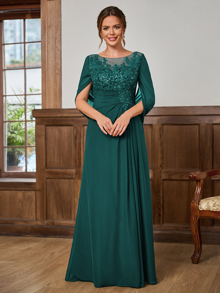 Juliet Amara Peacock front view mother of the bride dress