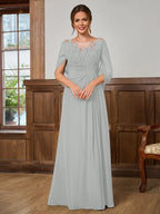 Juliet Amara Silver back view mother of the bride dress