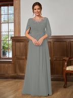 Juliet Amara Steel Grey front view mother of the bride dress