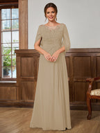 Juliet Amara Taupe front view mother of the bride dress