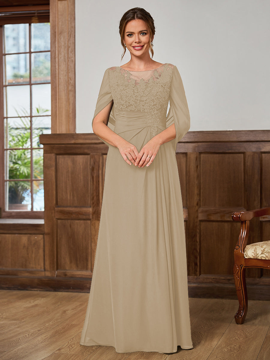 Juliet Amara Taupe front view mother of the bride dress