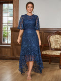 Xandra Elise Navy Blue front view mother of the bride dress